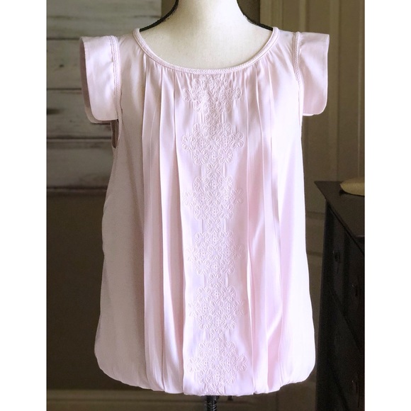 Max Studio Tops - Max Studio Blush Pink Short Sleeve Pleated Top M